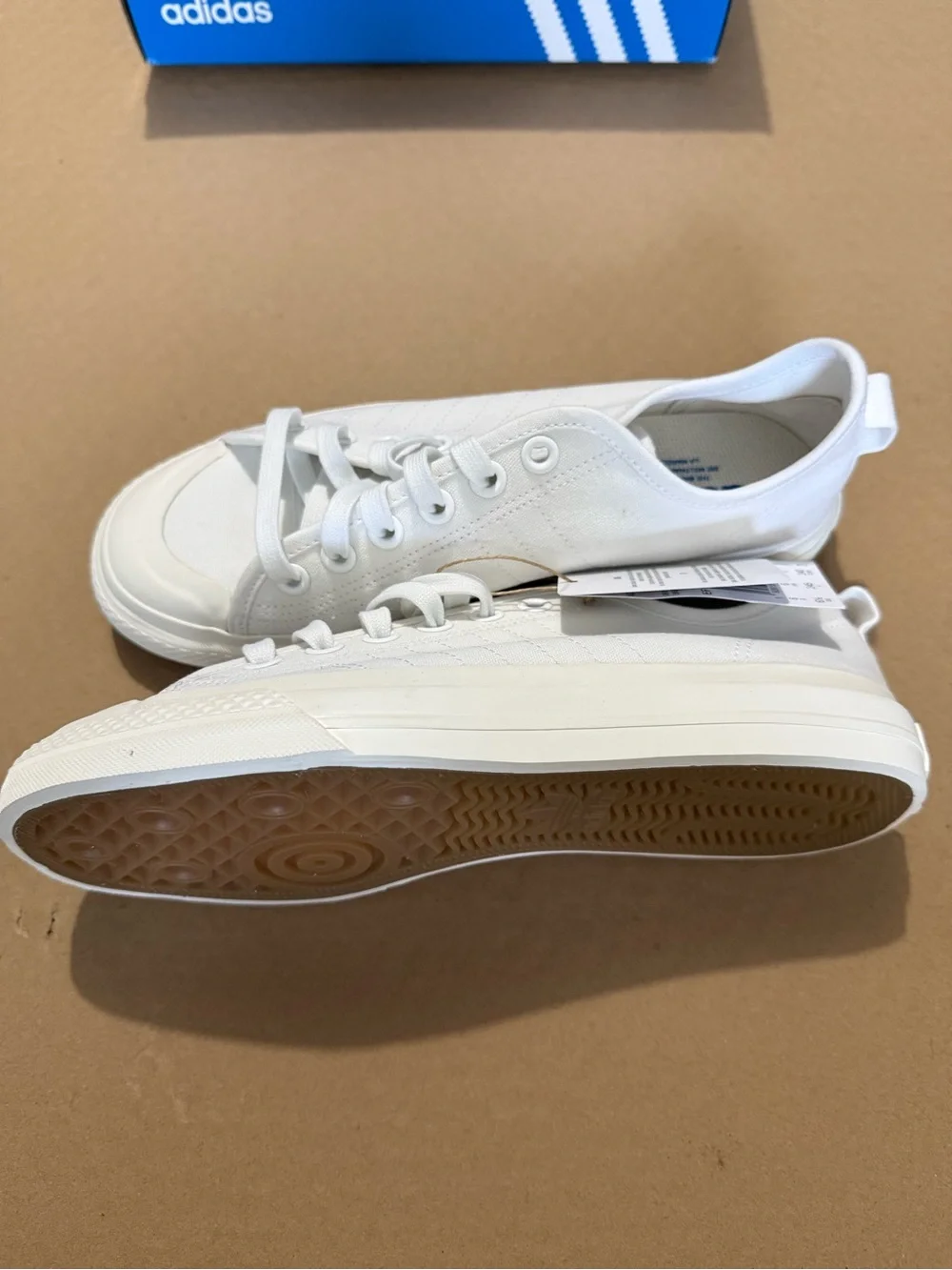 adidas White Canvas Low-Top Sneakers with Gum Outsole